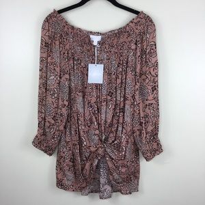 A:Glow Smocked Maternity Top Blouse Floral LMAT